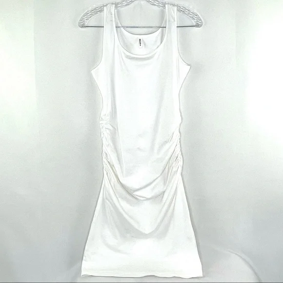 Missufe White Sleeveless Tank Ruched Knee Length Bodycon Maternity Dress M - Picture 5 of 9